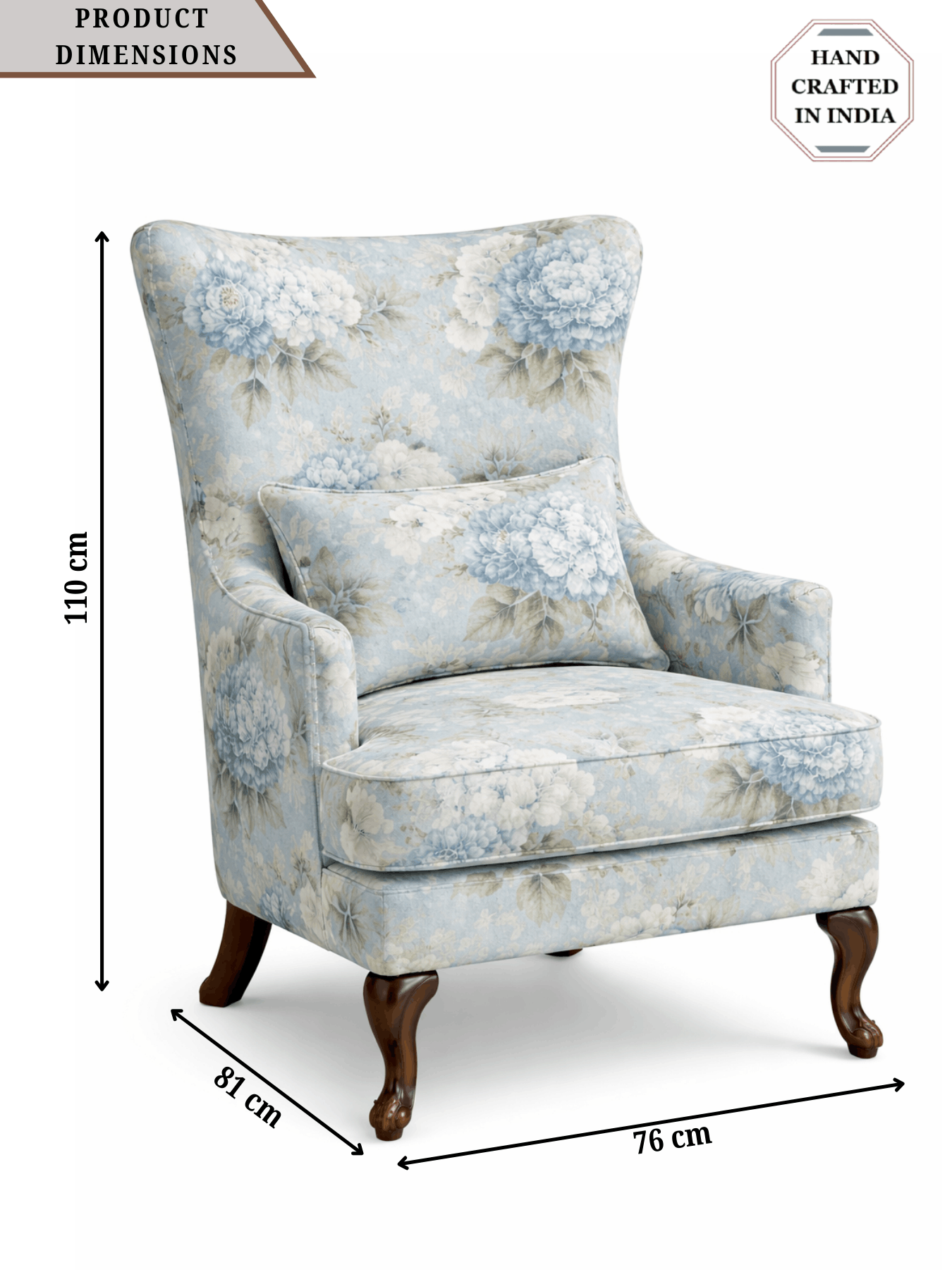 Imperia Premium Floral Wingback Accent Chair