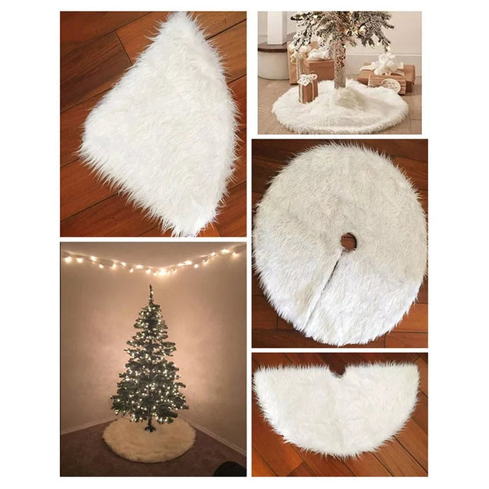 Christmas Tree Skirt - Faux Fur Christmas Tree Mat | Elegant Christmas Tree Base Mat