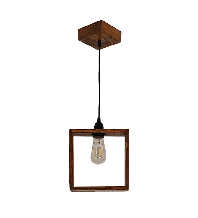 Quattro Brown Wooden Single Hanging Light | Pendant Light Lamp