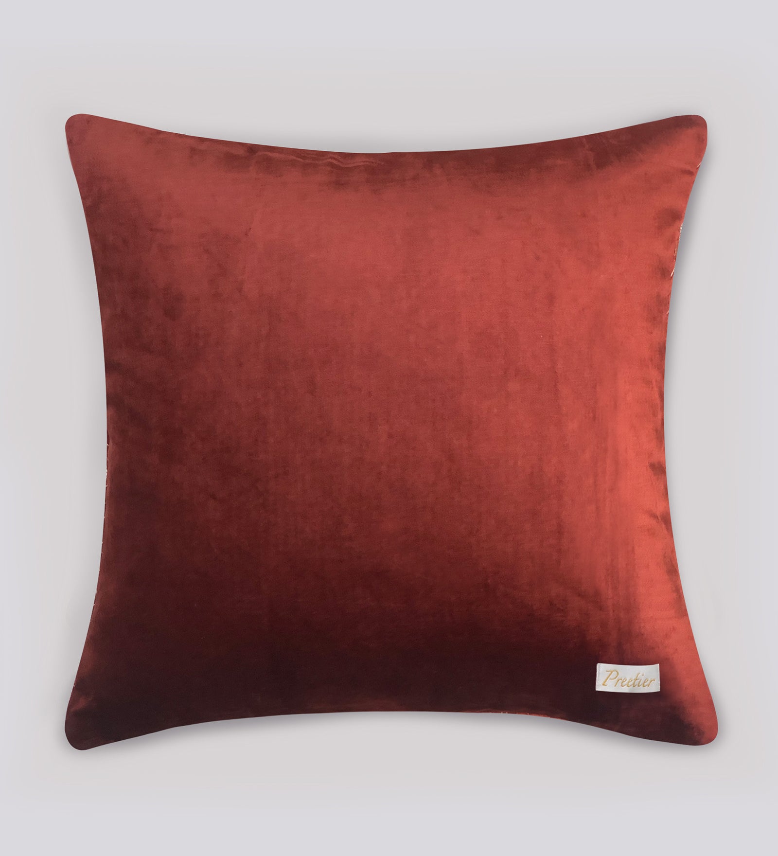 Mayur Jaal Embroidered Quilted Cushion Covers - Beige, 18 x 18