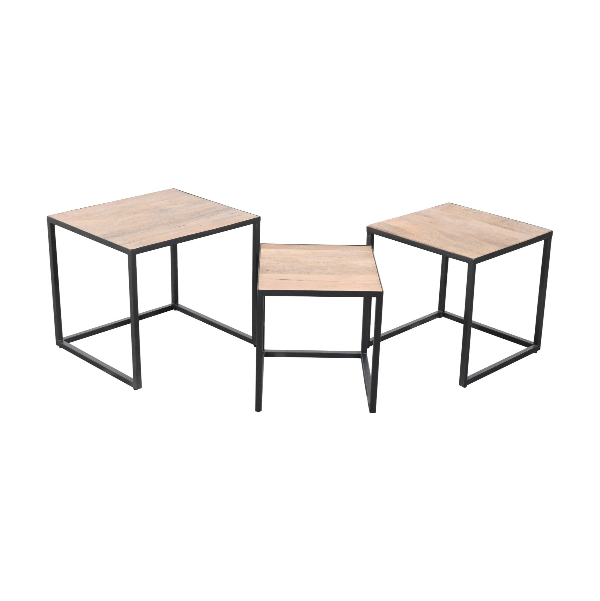 Vianna Set of 2 Nesting Table | Mango Wood Nest of Tables | Wooden Tea Table