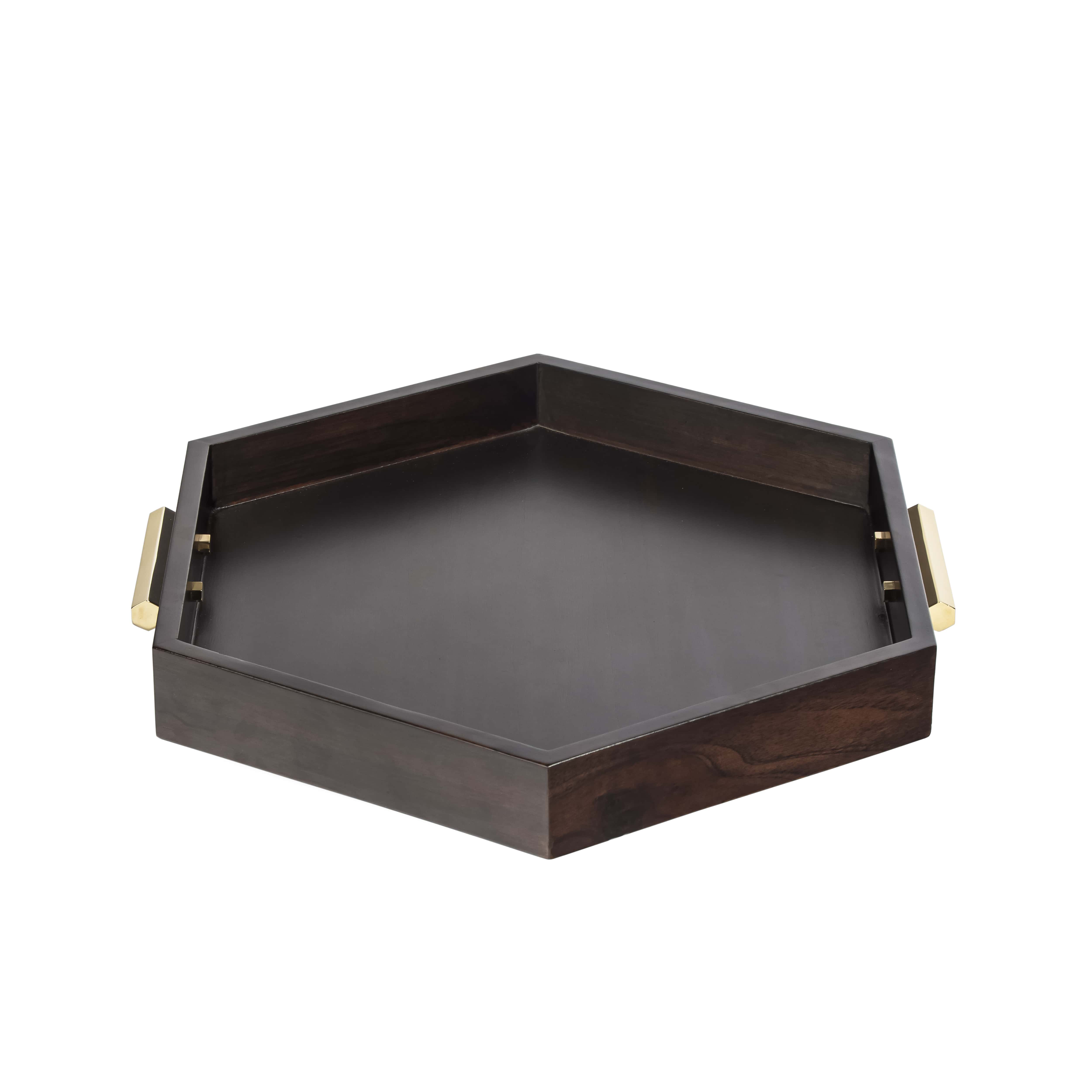 Hex Tray | Brass And Wood