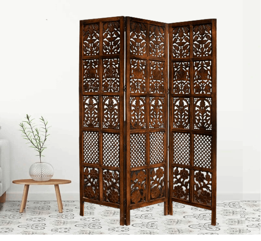 Mango Wood Room Partition with MDF Jali Panel Design