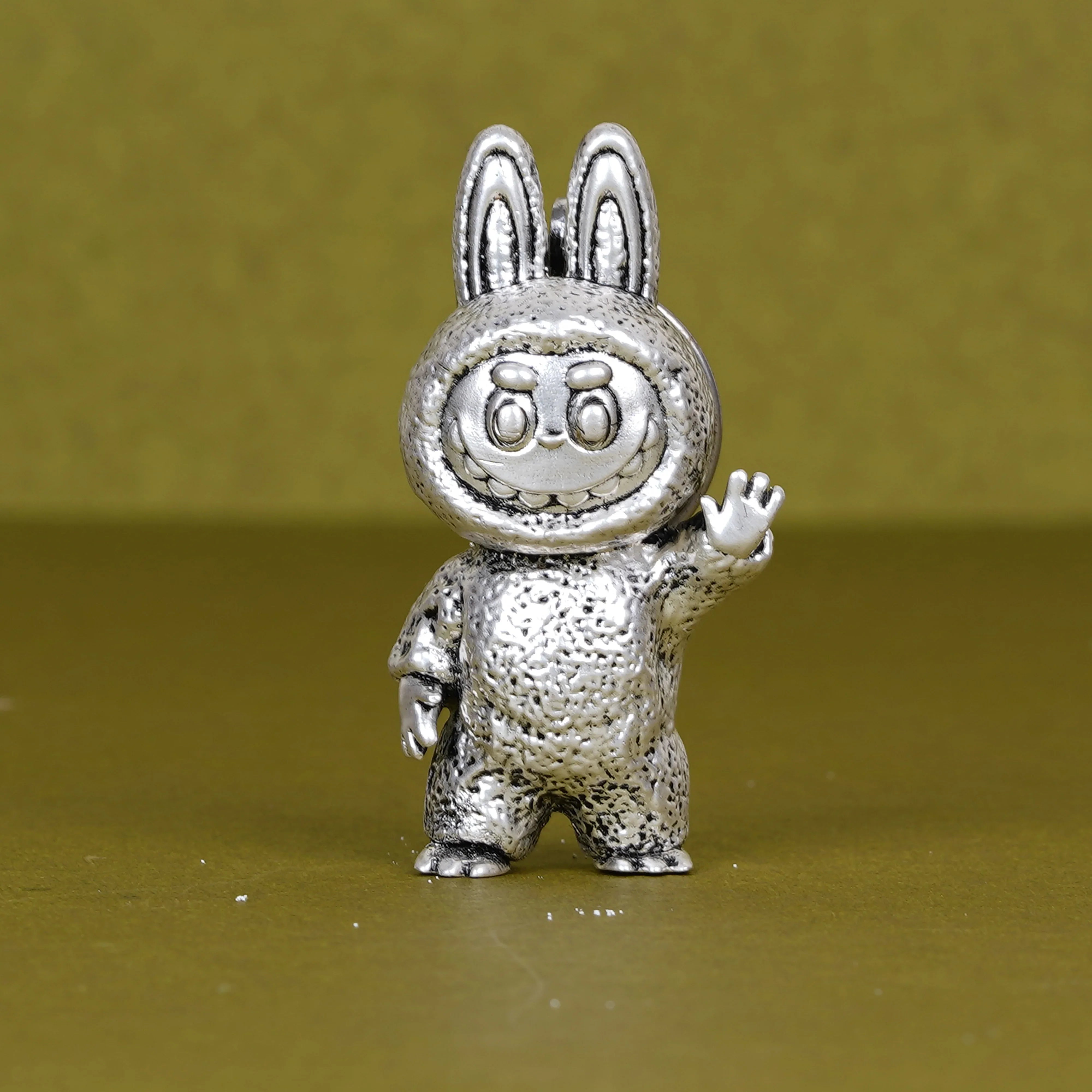 Elegant Labubu Silver-Plated 3D Keychain