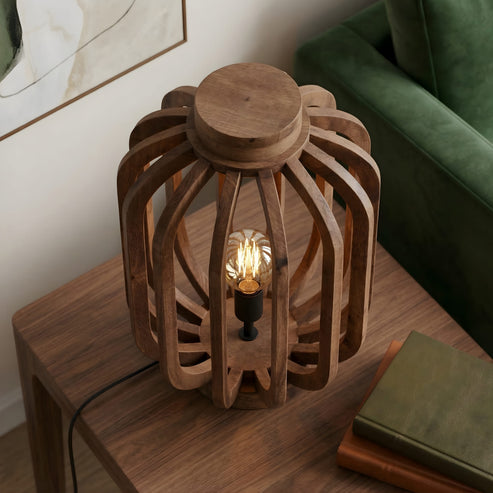 Marlow Open-Slatted Wooden Lantern Lamp