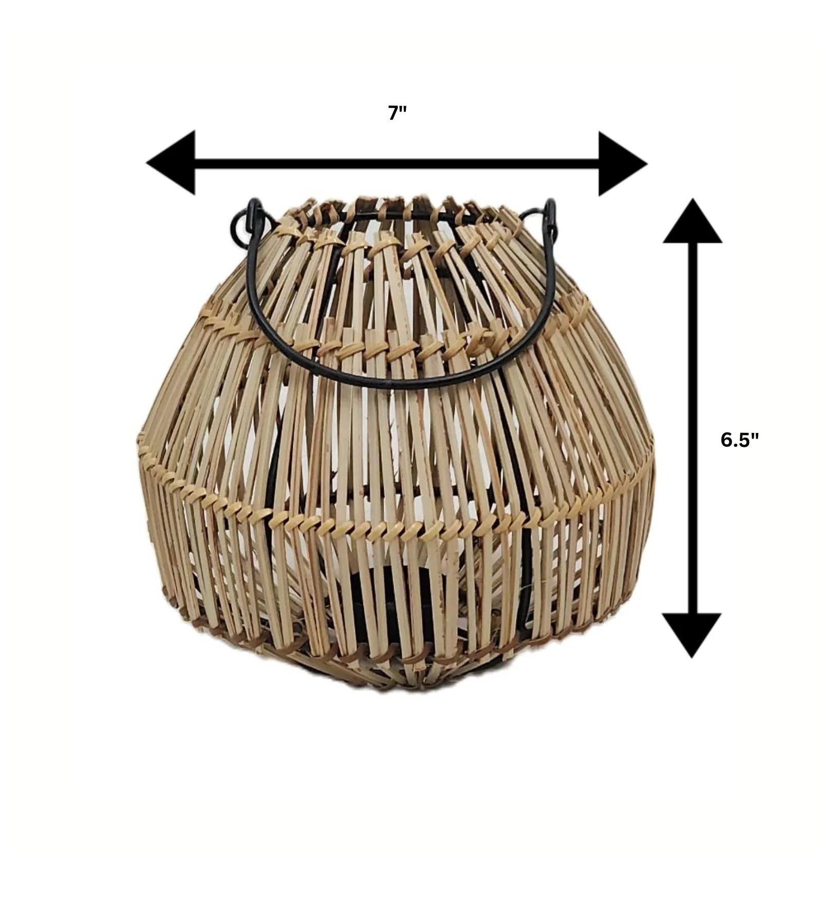 Handwoven Bamboo Lantern – Rustic Wicker Candle Holder for Home, Patio, and Garden Décor with 5 Free Tealights