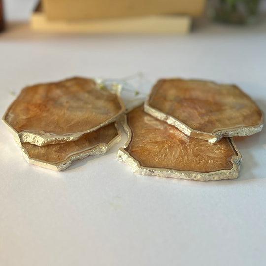 Crystal Agate Coaster With Silver Plated