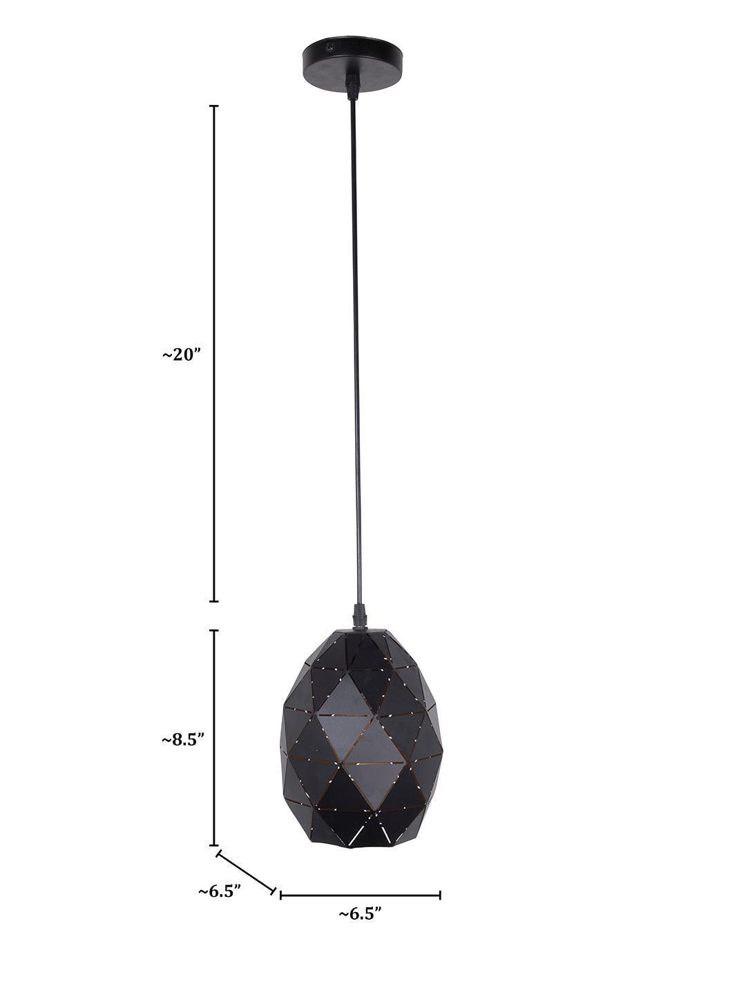 Small Black Oval Geometric Pendant Hanging Light Lamp For Indoor & Outdoor Decoration