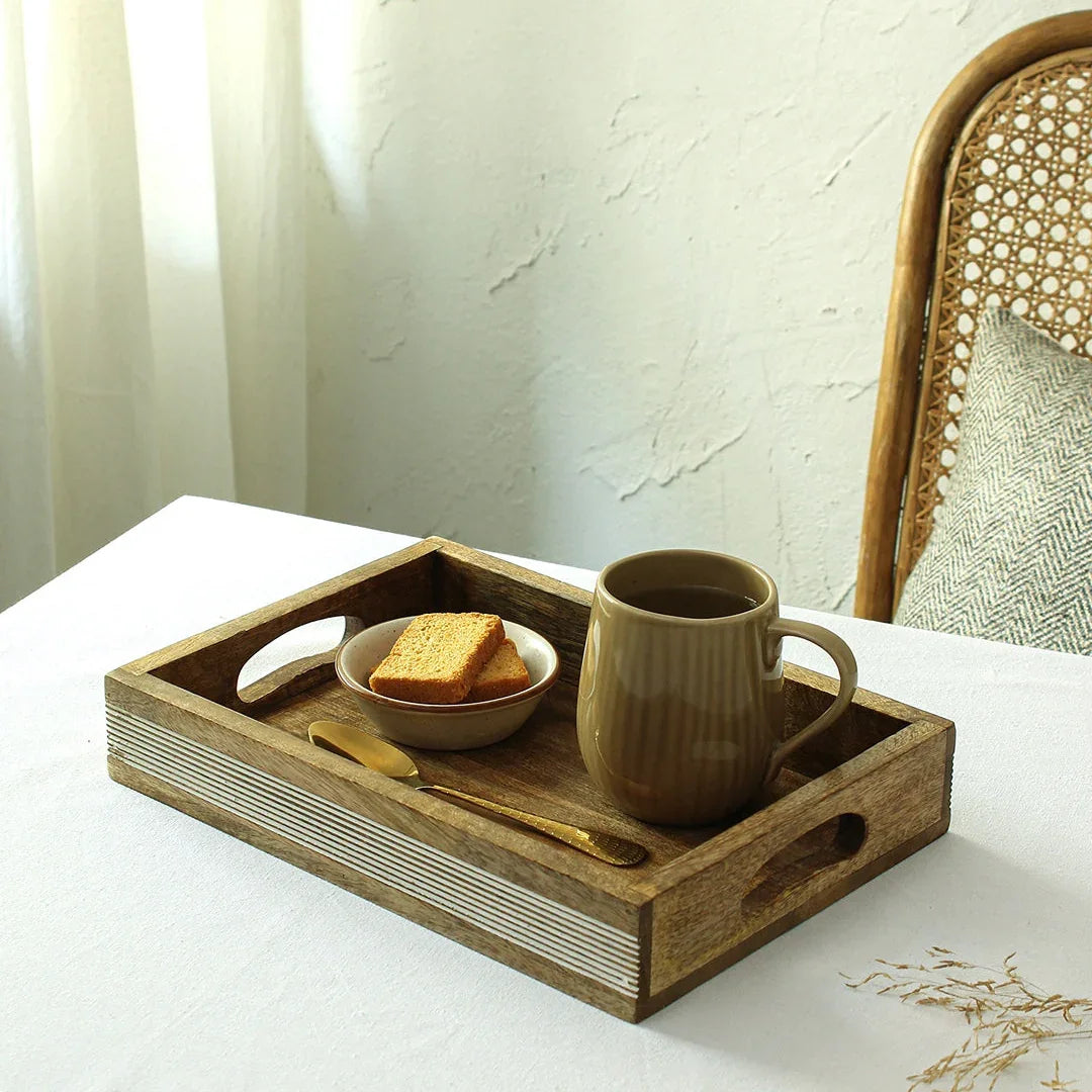 Katchal Rectangle Tray In White Colour