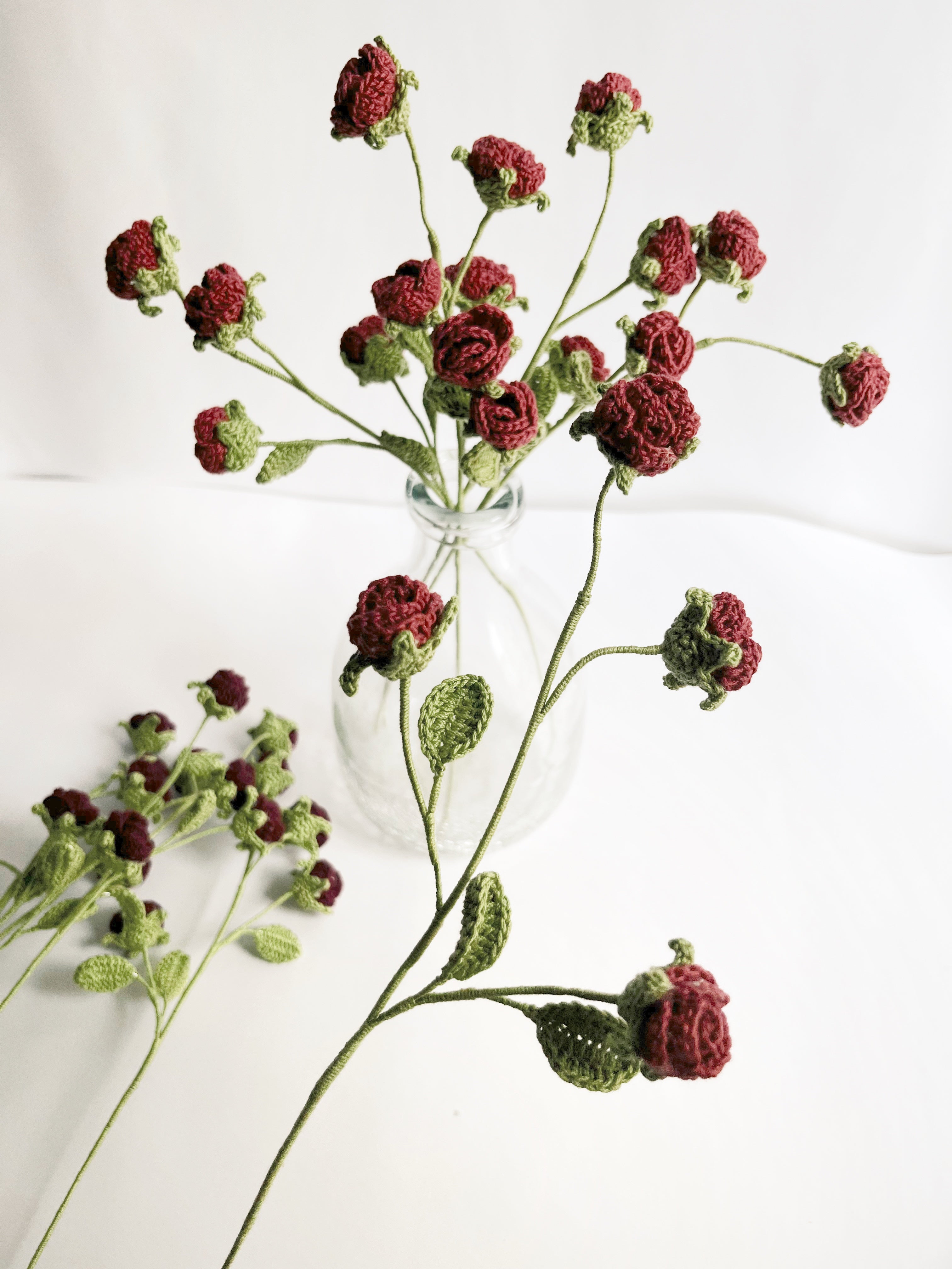 Crochet Mini Rose Stick Set of 2