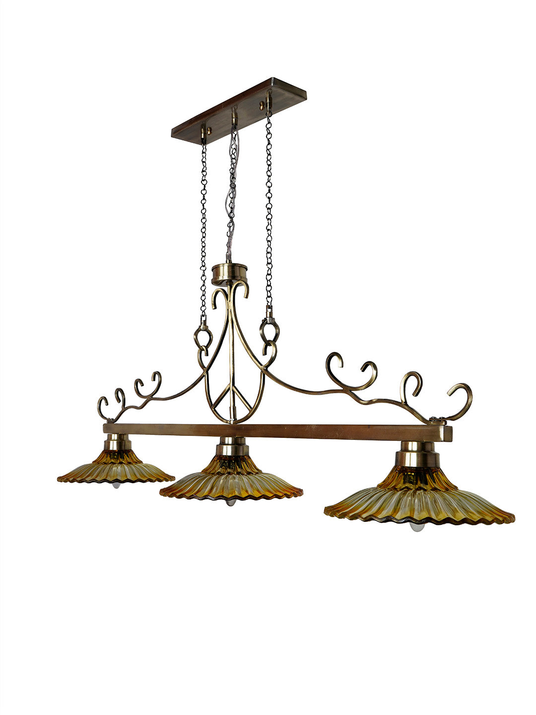 43-Inch Linear Transitional Pendant Light | Amber
  Fluted Glass Kitchen Island Fixture