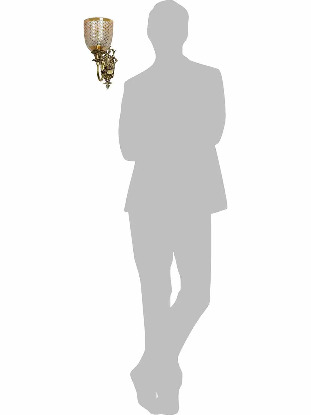 Mythical Majesty: Antique Cast Brass Fish Single Sconce with Luster Glass