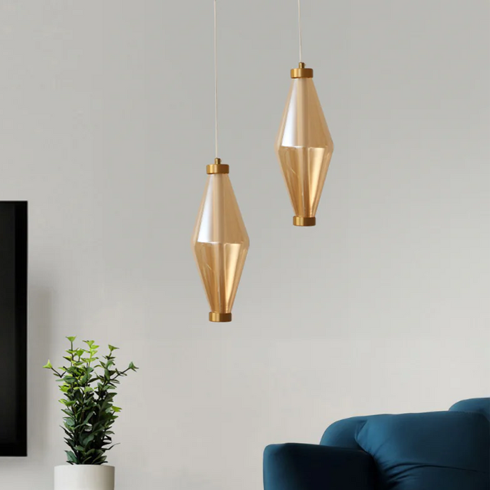 Modern Brass Prism Pendant Light