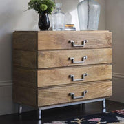 Ran Chest of 4 Drawer | Mango Natural and SS Frame