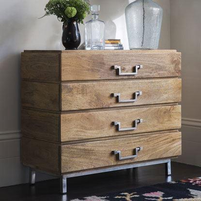Ran Chest of 4 Drawer | Mango Natural and SS Frame