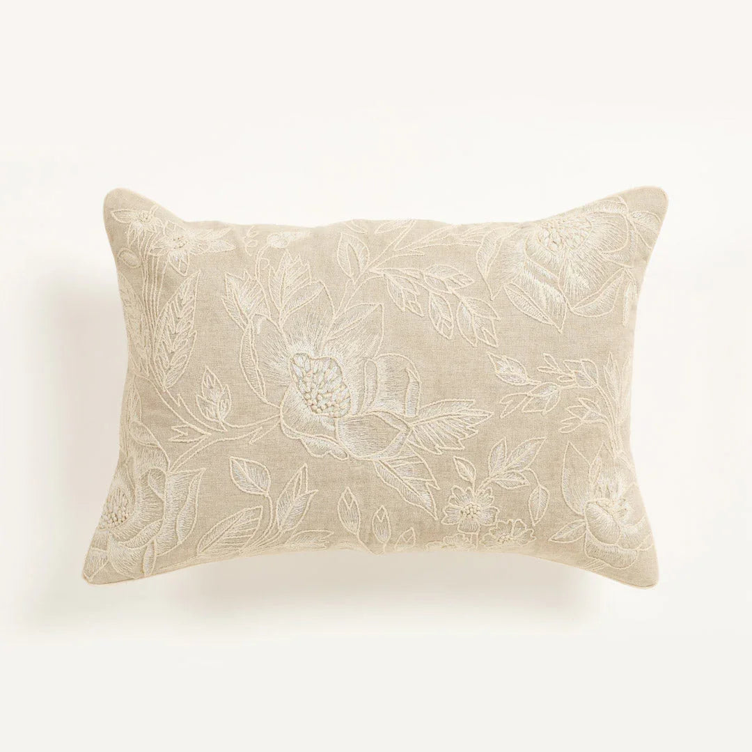 Ecru Embroidered Cushion Cover