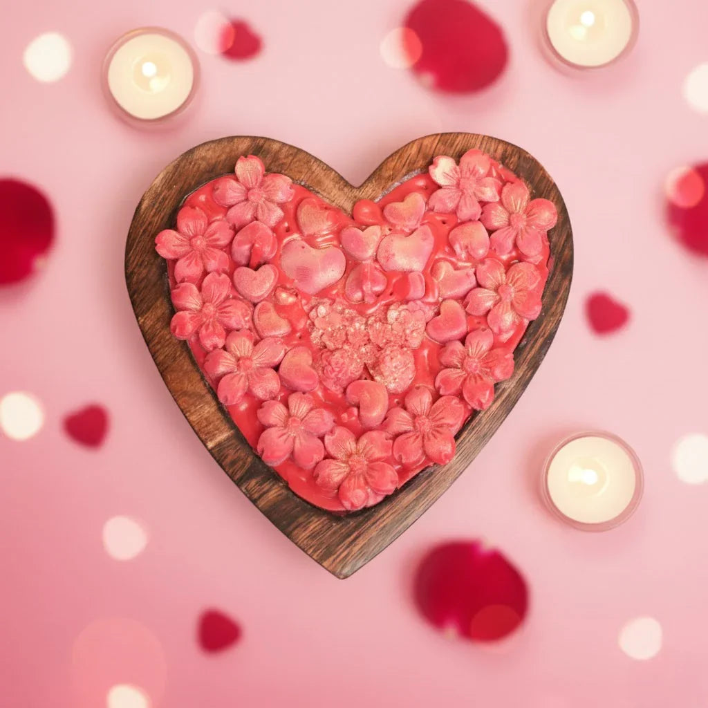 Wooden heart candle