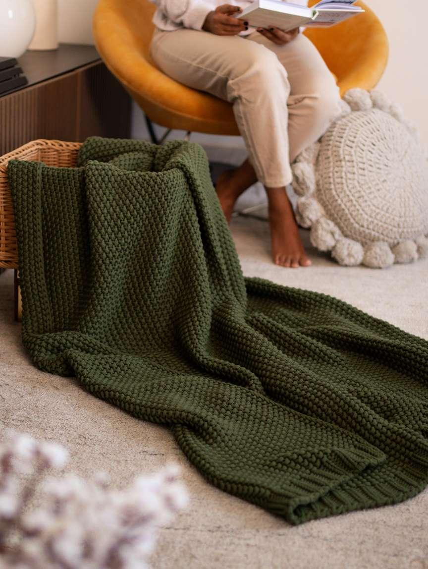 Alpine Cotton Knitted Throw | Soft Sofa & Bed Throw for Living Room & Bedroom