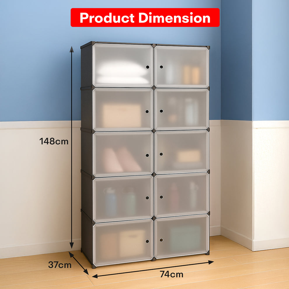 6 Shelves Multi-Purpose Organizer | Kids Plastic Modular Storage Rack for Clothes, Kitchen, Living Room | Space-Saving Collapsible Wardrobe for Clothes,6-Shelf-8-Door