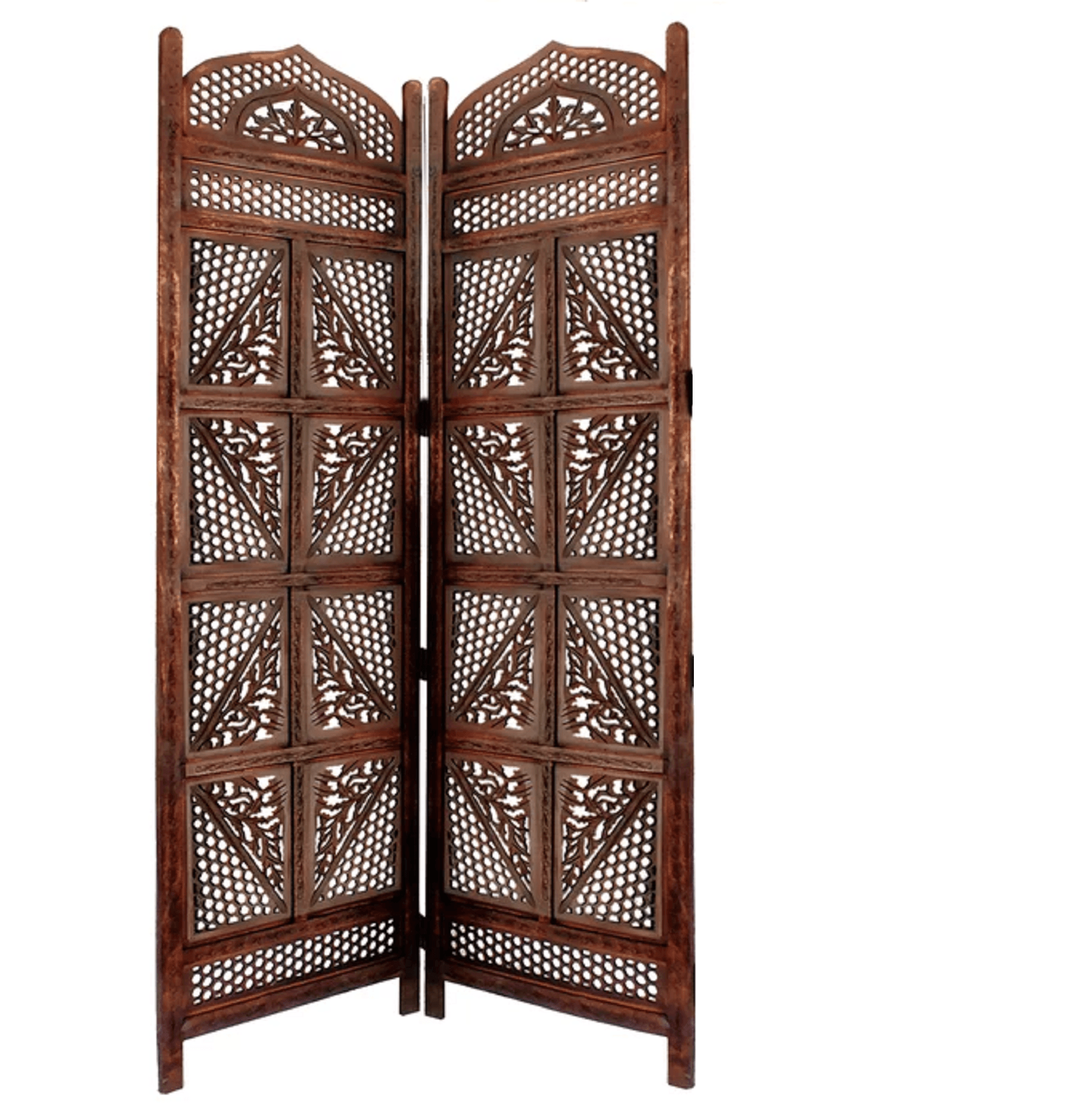 Mango Wood Folding Room Divider with Decorative MDF Jali