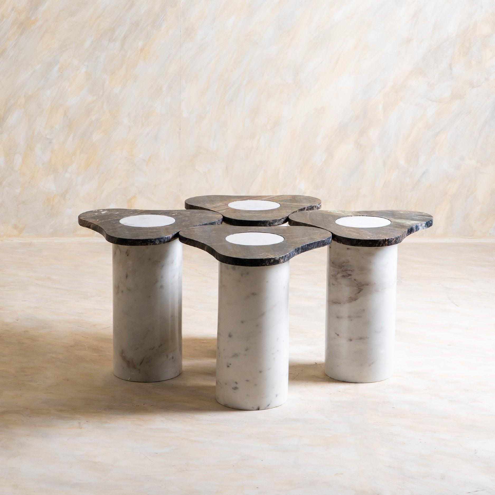 Poppy Nesting Side Table Set of 4 | Marble Accent Tables for Living Room | Nest of Tables