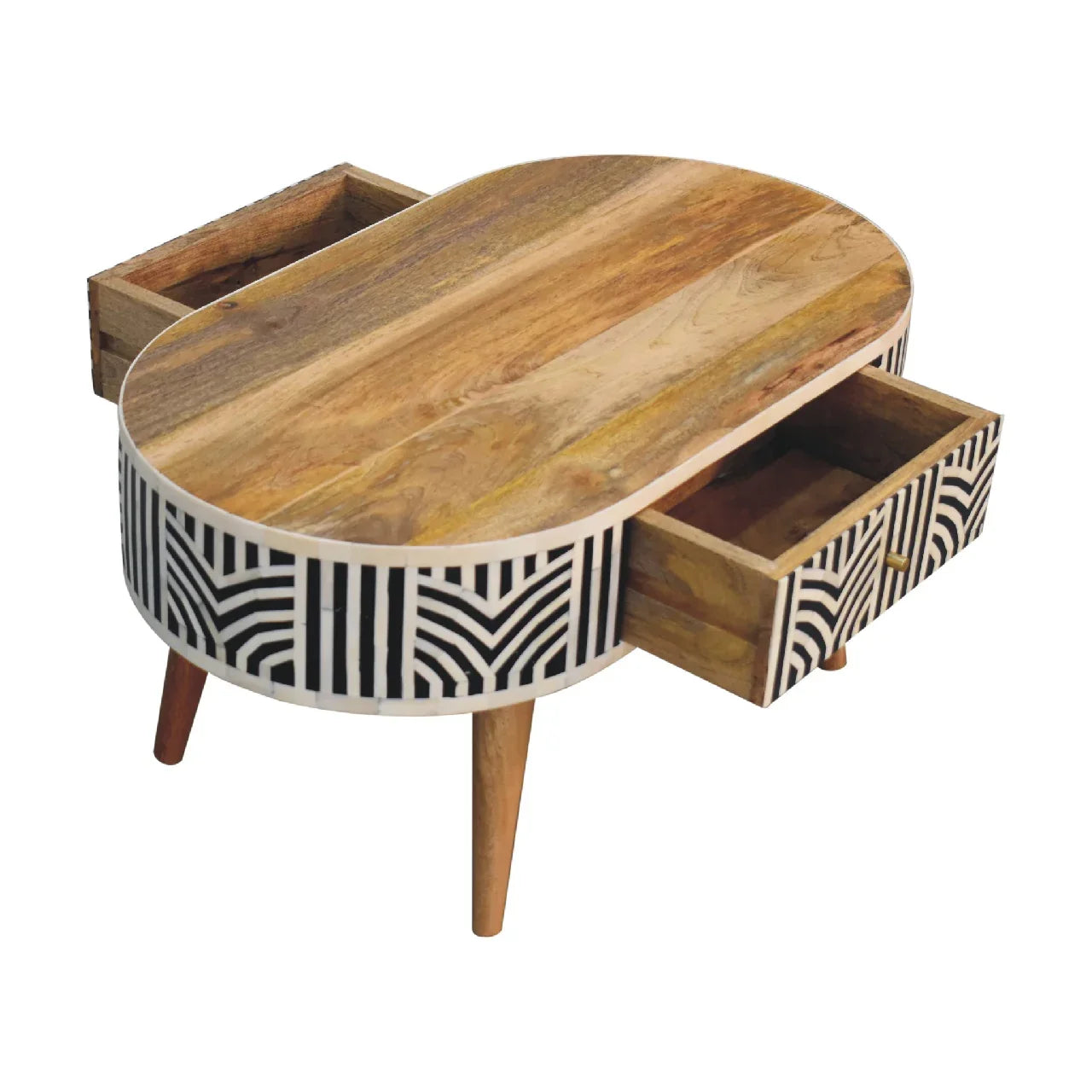 Boho Bone Inlay Console Table | Solid Mango Wood Entryway Table with Drawer