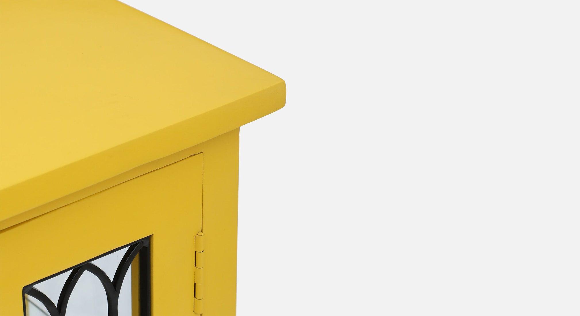 Yellow & Black Metal Wood Cabinet | Cupboards for Living Room