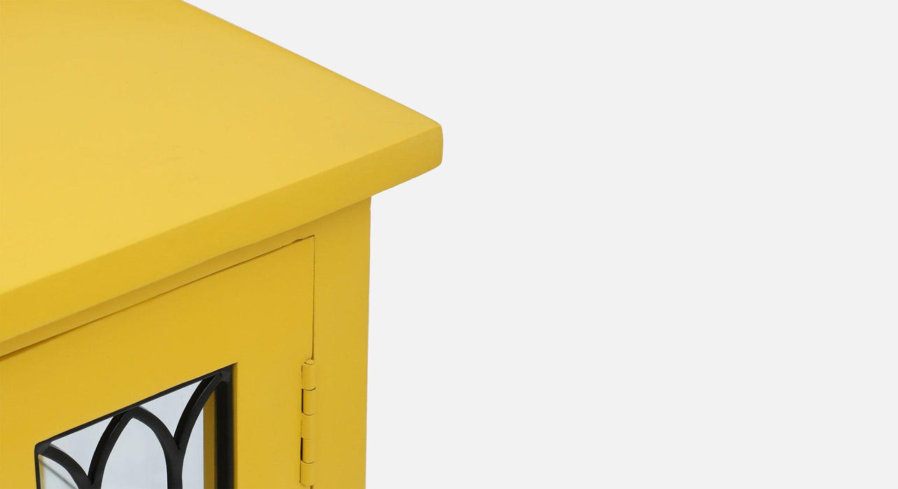 Yellow & Black Metal Wood Cabinet