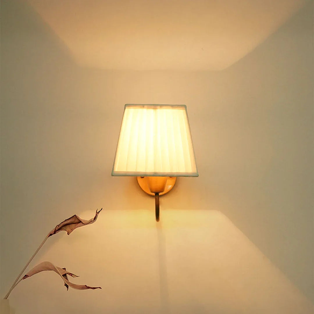 Gooseneck Brass Swivel Wall Sconce with White Pleated Square Fabric Shade