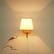 Gooseneck Brass Swivel Wall Sconce with White Pleated Square Fabric Shade