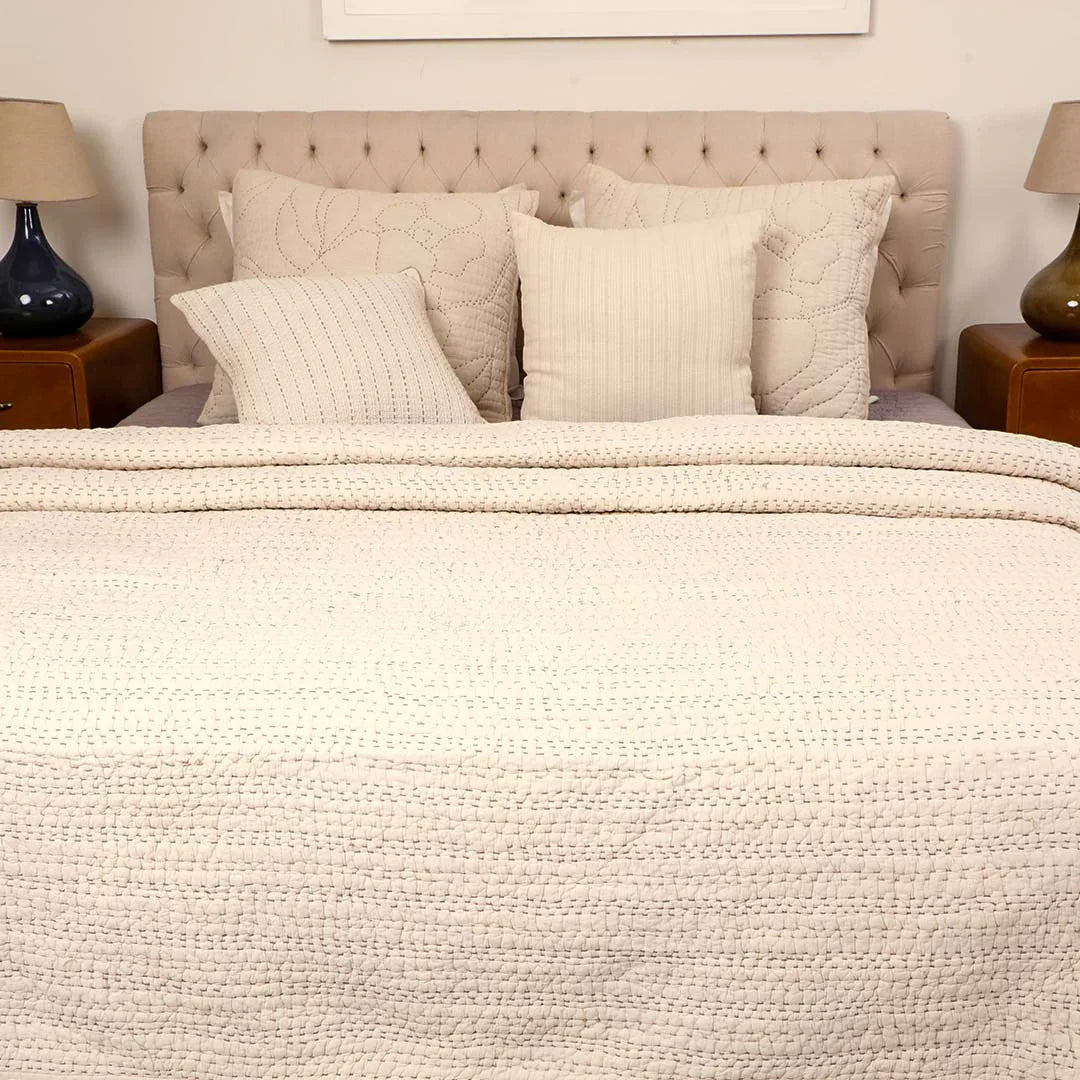 Ashen Pearl Kantha Quilt