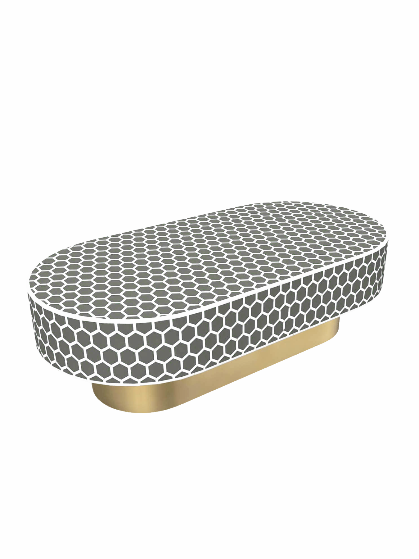Inlay Jordan Oval Shape Coffee Table- Honeycomb