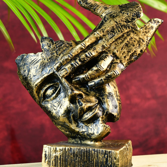 Resin Hand-on-Face Sculpture – Trendy Home Decor Accent & Unique Gift Idea