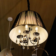 5-Light Black and Silver Chandelier | Adjustable Metal Crystal Chandelier