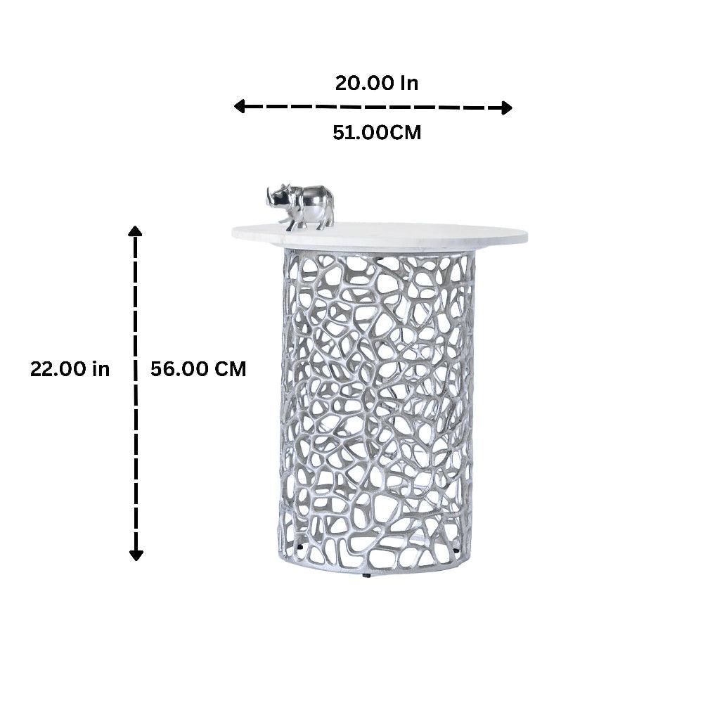 Dolce Marble Side Table | Designer Round End Table For Living Room |  Luxurious Teapoy Table