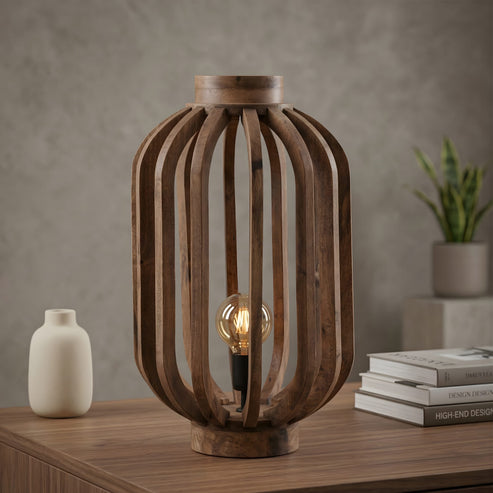 Marlow Open-Slatted Wooden Lantern Lamp
