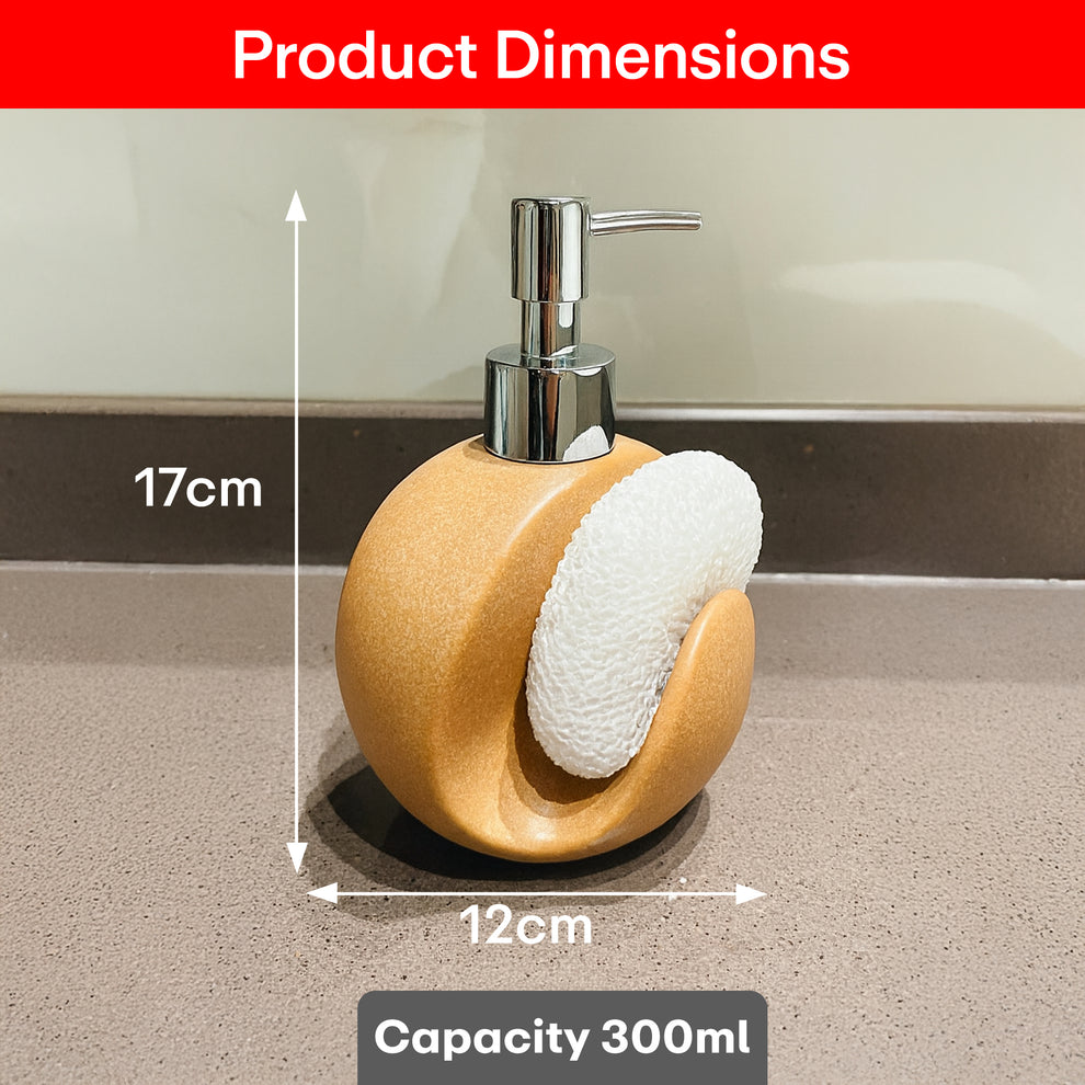 Rioware Outdoor Living Liquid Soap Dispenser, 300ml, Multipurpose Refillable Ceramic Pump for Hand Wash, Dish Wash, Shampoo, Kitchen, Bathroom, and Household Use Pack of 1, Cream