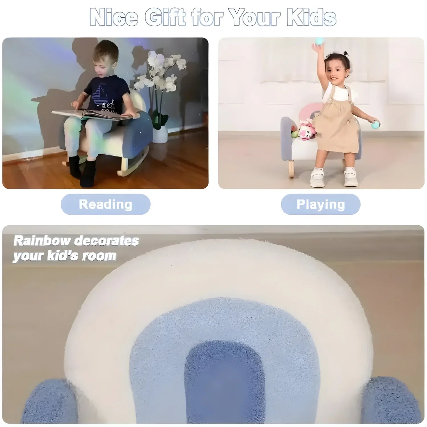 Fleece Toddler Wooden Chair, Kids Rocking Chair