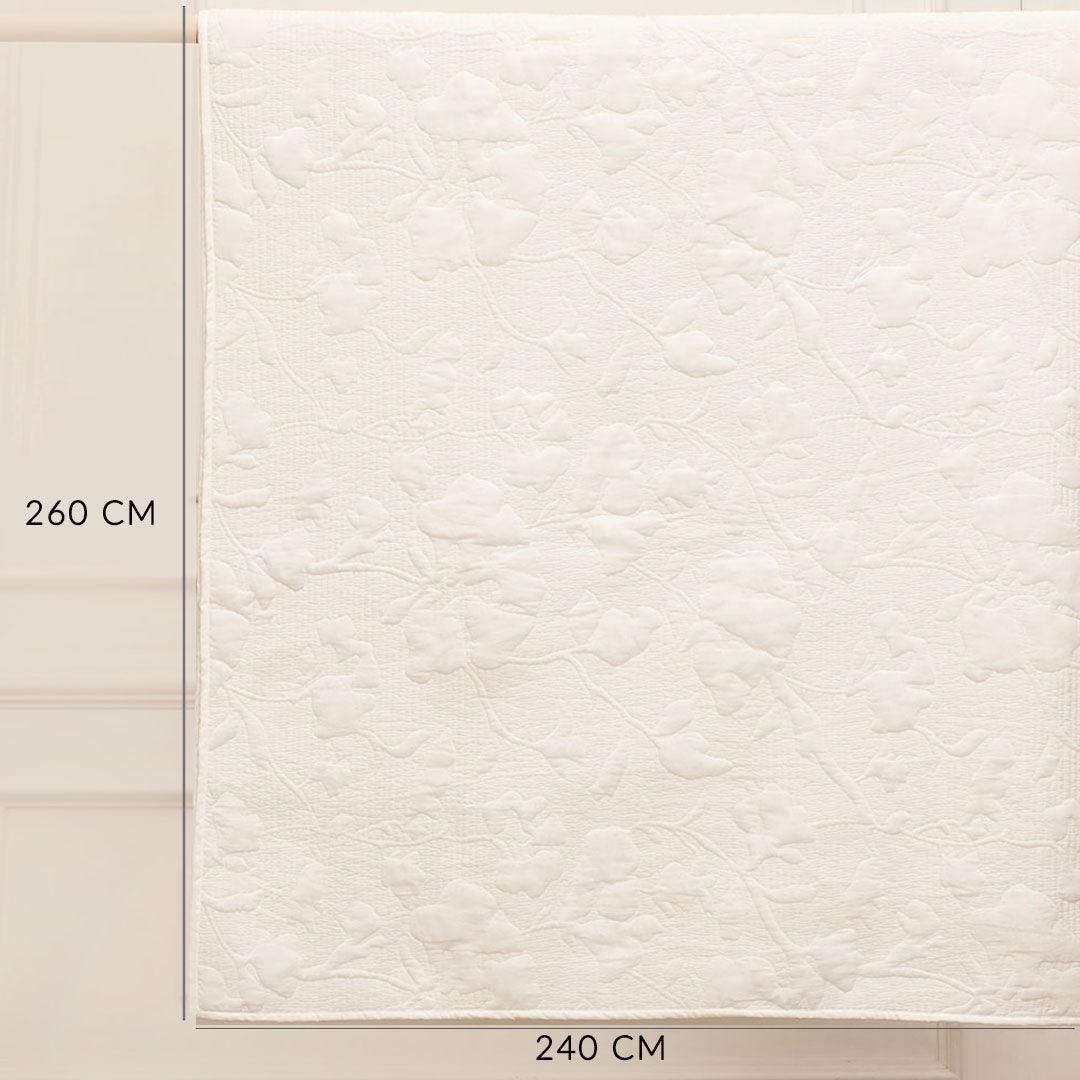 Adara Off-White Bedspread | Cotton Voile