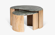 Bora-Bora Nesting Coffee Table | Forest Green Marble and Mango Wood