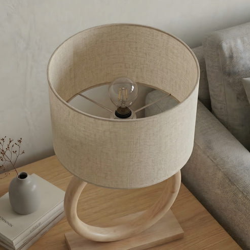 Marvella Open-Ring Black Wooden Lamp