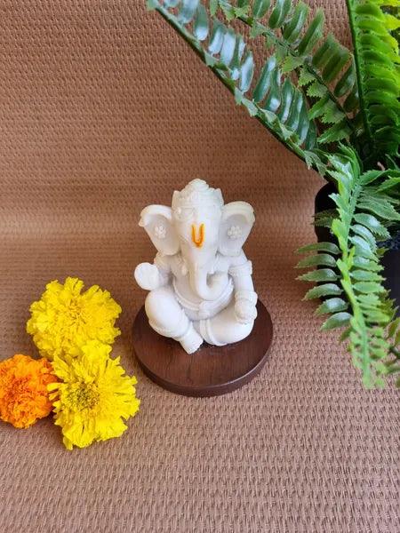 Pedestaled Ganesha Idol |  Marble Dust Ganeshji statue Religious Idols