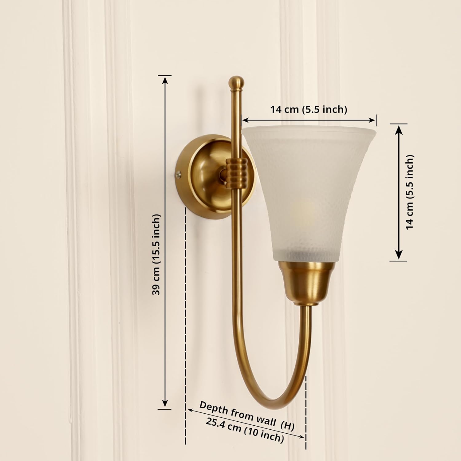 Hockey Wall Lamp Antique Brass Finish with Frosted Hammered Glass Shade for Living Room, Bedroom, and Home Decoration