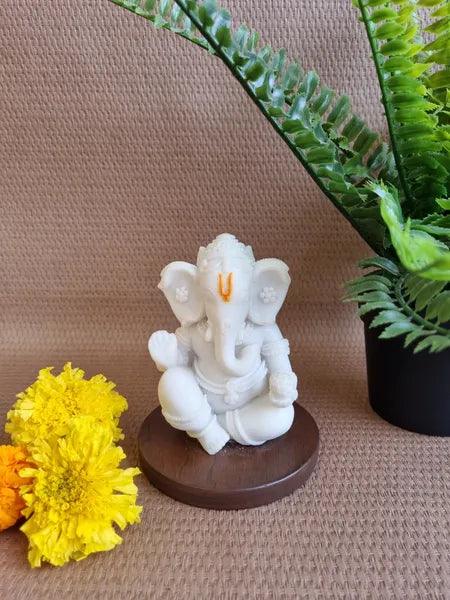 Pedestaled Ganesha Idol |  Marble Dust Ganeshji statue Religious Idols