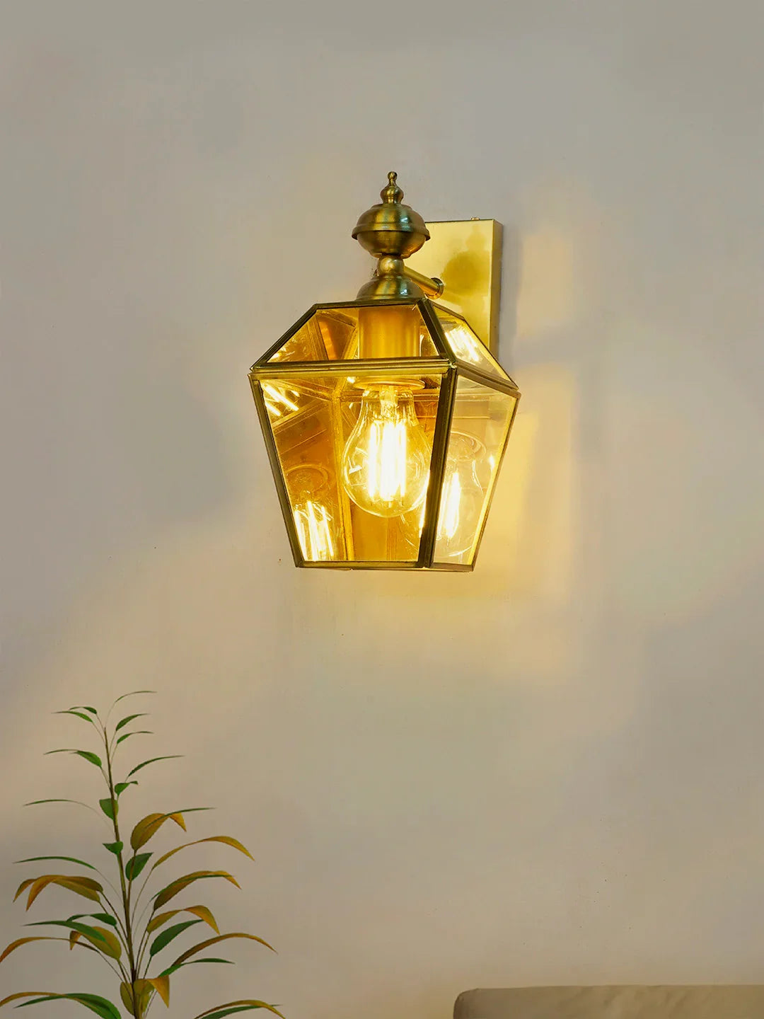 Victorian Brass Trapezoid Wall Sconce