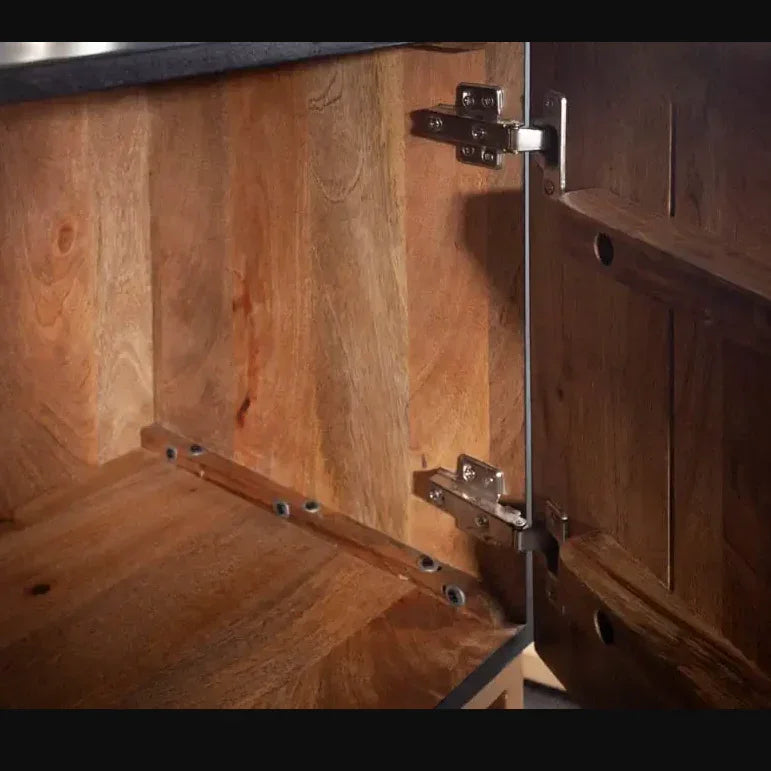 Wave TV Unit with 2 Doors | Solid Mango Wood TV Cabinet for Living Room