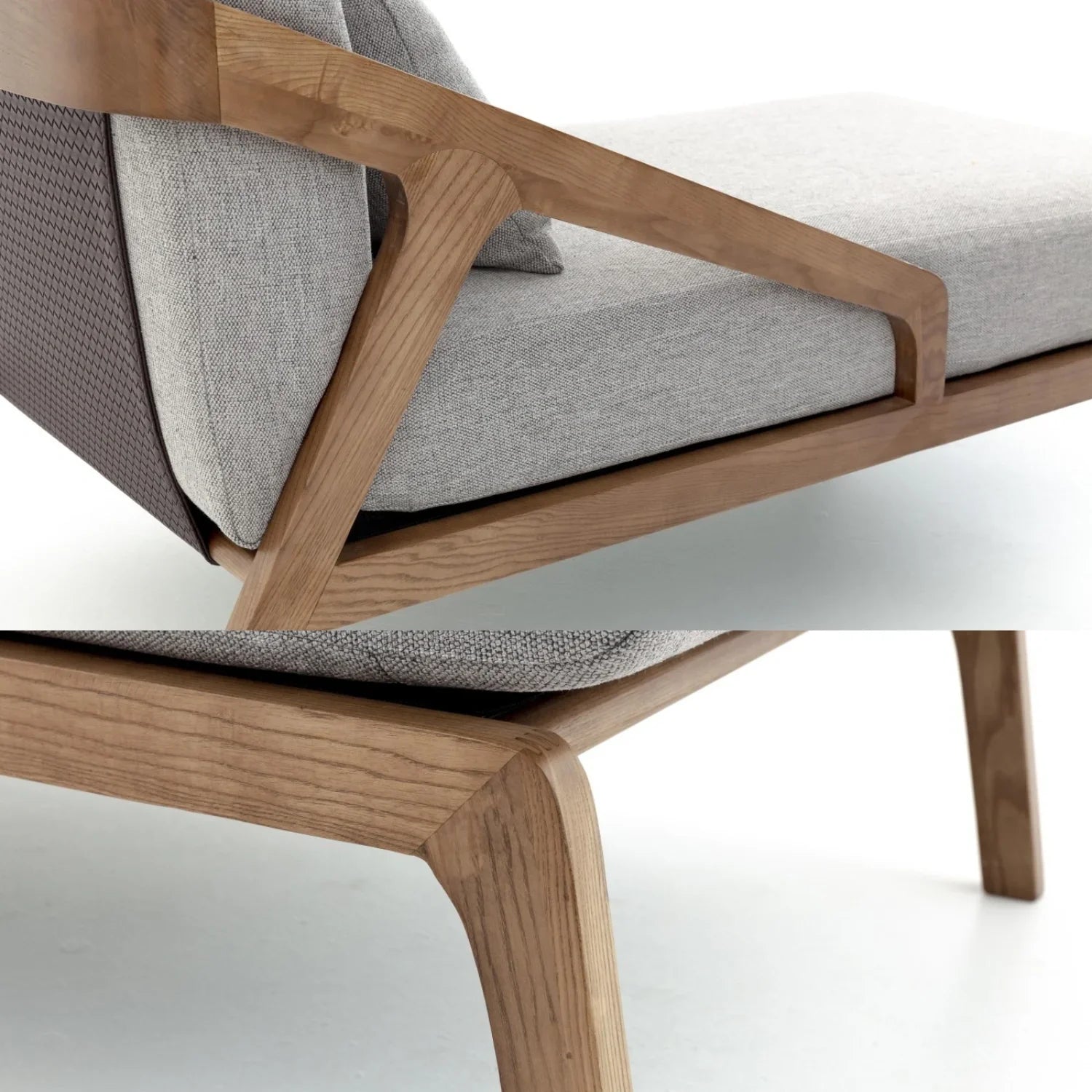 Meridin Teak Wood & Brass Buttons Chaise/Daybed