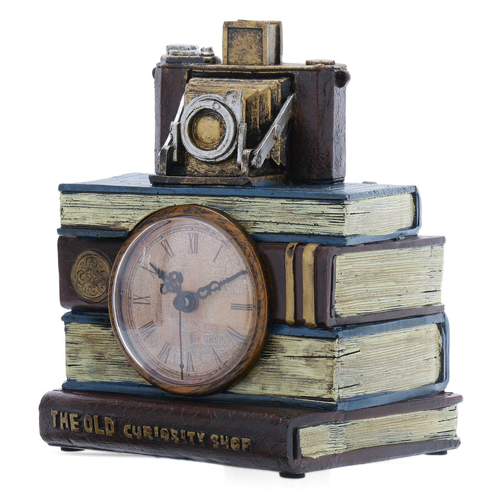 Antique Library Camera Tabletop Clock | Vintage Desk Timepiece