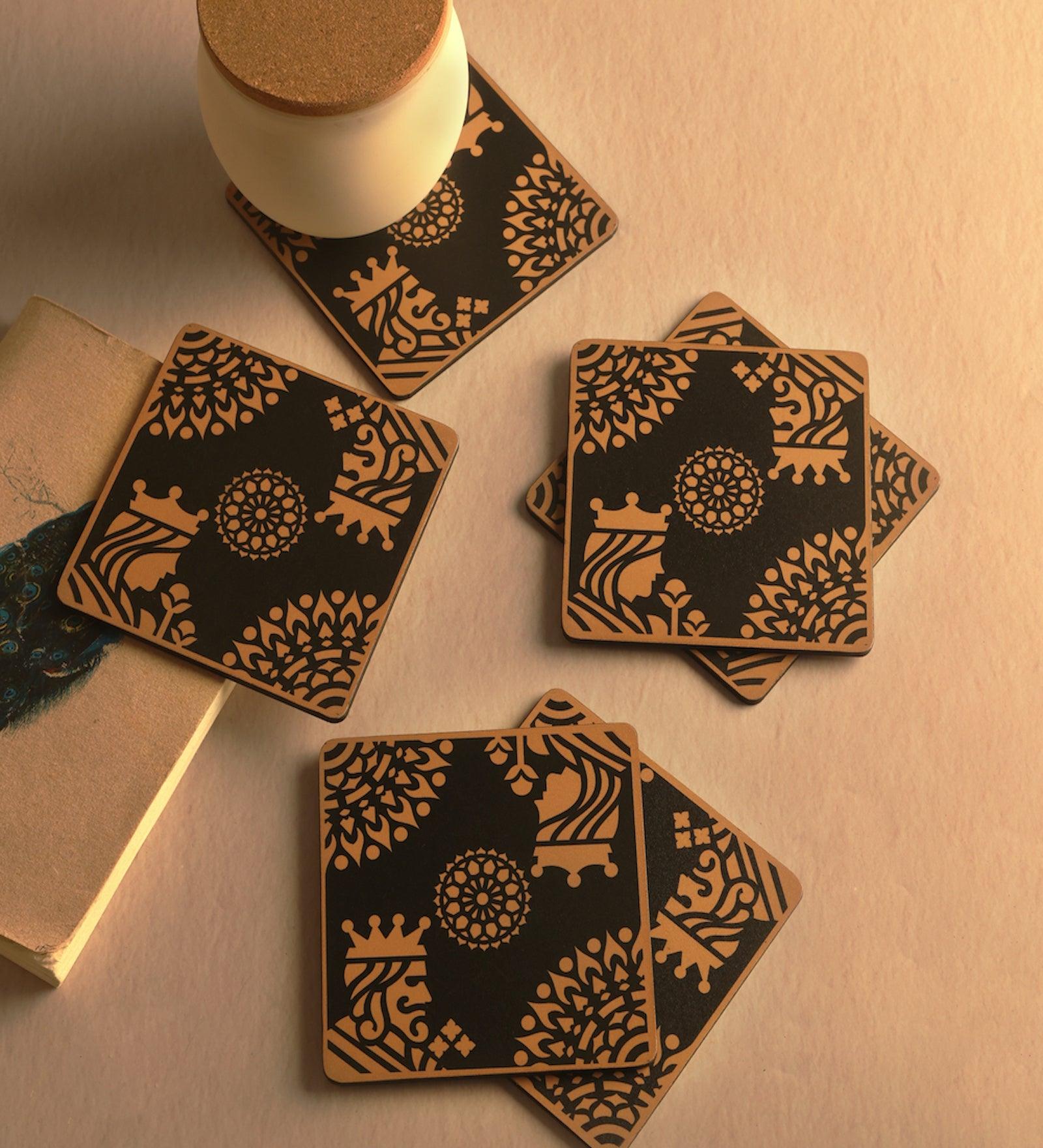 Gold King Queen Coaster (Set of 6)