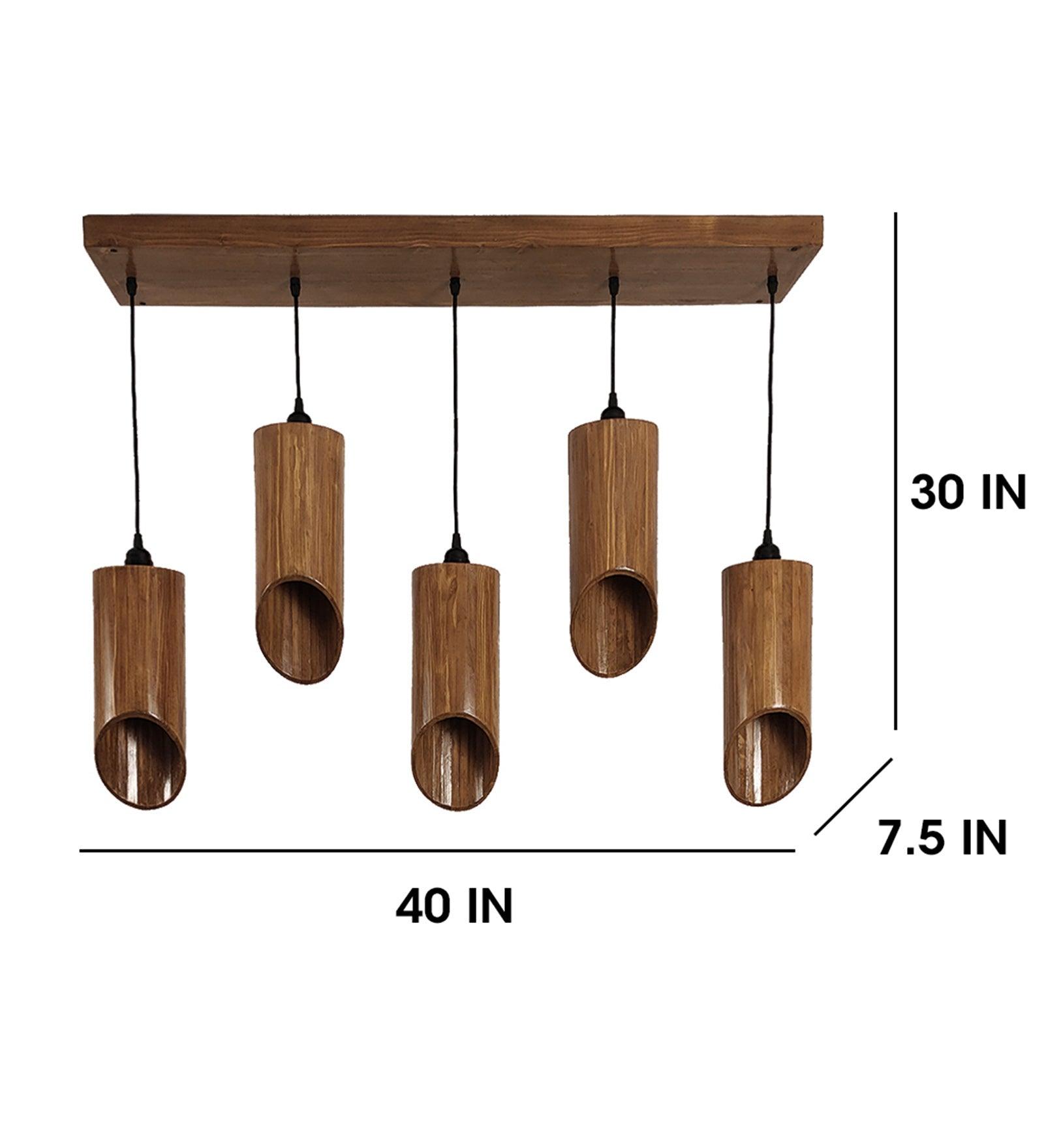 Cedar Brown Wooden 5 Series Hanging Lamp